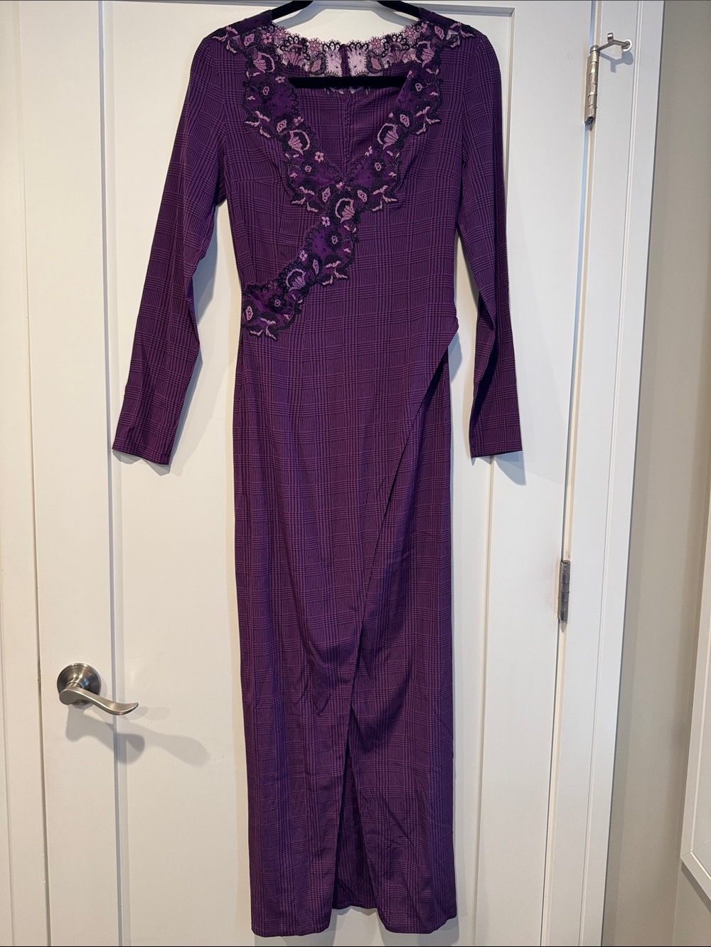 NWOT Silk La Perla Deep Purple Long-Sleeve Embroidered Maxi Dress XXS-XS